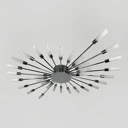 Потолочная хромированная люстра в форме солнечной вспышки на 32 плафона G4 Ø 110х90 см Line F | Ст. 1279/32 CH - фото 5