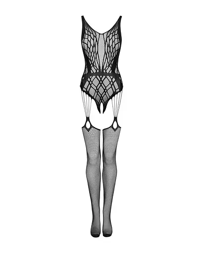 Бодістокінг Obsessive Bodystocking G324 black силуетний малюнок S/M/L - фото 5