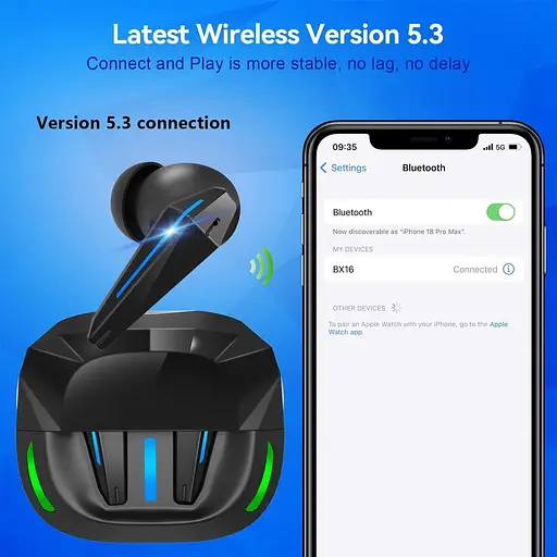 Ігрові бездротові навушники BX16 Gaming TWS чорний - фото 5