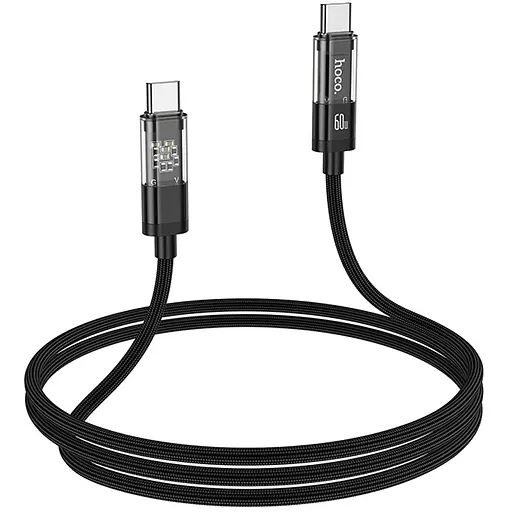 Дата кабель Hoco U116 Transparent Discovery Edition 60W Type-C to Type-C (1.2m) Black - фото 4