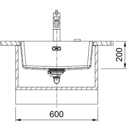 Кухонна мийка Franke Maris, фраграніт, прямокутник, без крил, 553х433х200мм, чаша - 1, MRG 110-52, чорний матовий (+вентиль) - фото 4