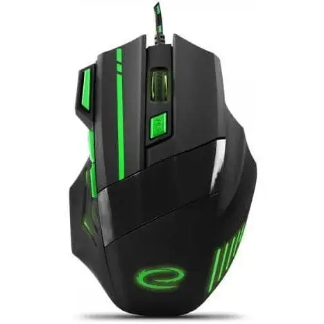 Миша Esperanza MX201 Wolf чорний/зелений USB оптична 800-2400 dpi 7 кнопок зелене підсвічування 1.5 м (EGM201G) - фото 1