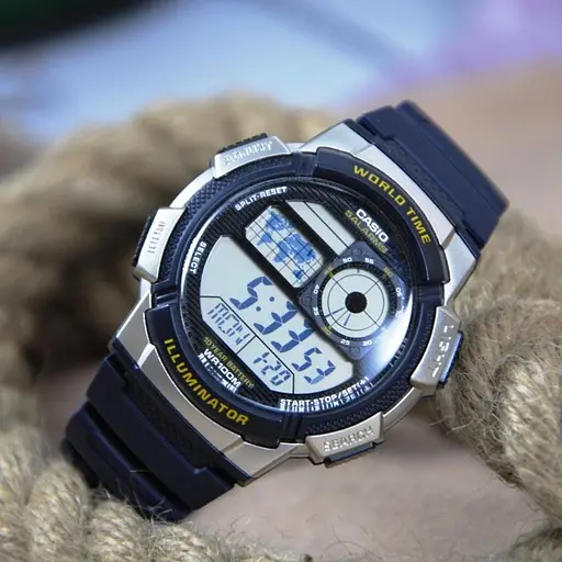 Мужские спортивные часы наручные электронные синие оригинальные Casio Collection AE-1000W-2AVEF - фото 5
