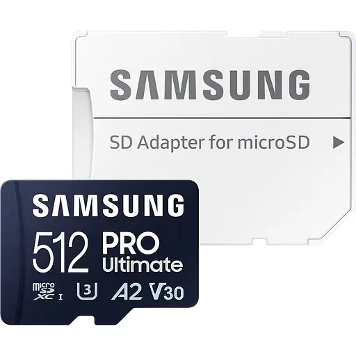 Карта памяти Samsung microSDXC 512GB Class 10 UHS-I U3 V30 A2 PRO Ultimate + SD Adapter (MB-MY512SA) (112858)