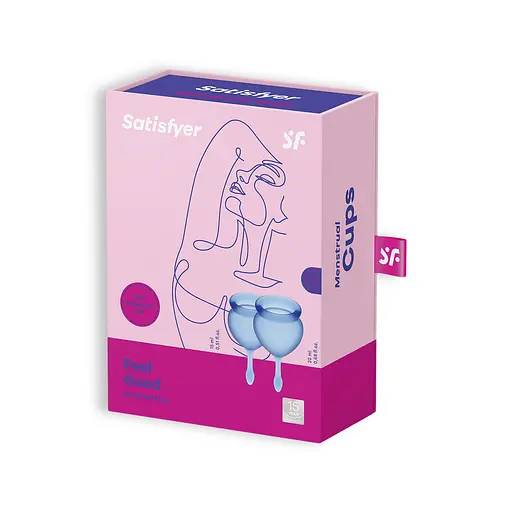 Менструальна чаша Satisfyer Feel Good 2 шт. синя - фото 2