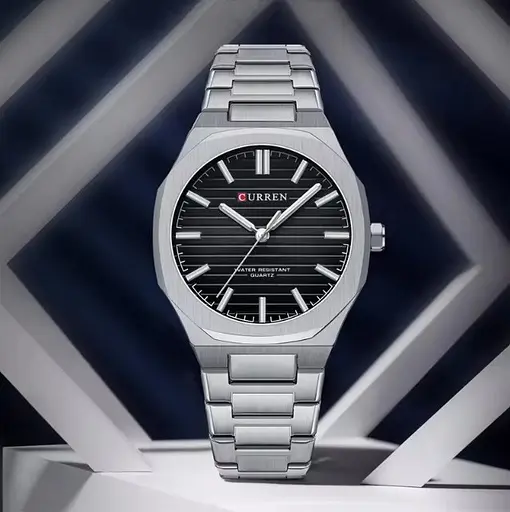 Годинник наручний Curren 8456 Silver Black Silver (18694) - фото 3