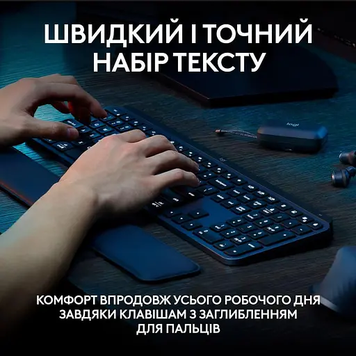 Клавіатура Logitech MX Keys S Wireless Plus Palmrest Graphite (920-011589) - фото 2
