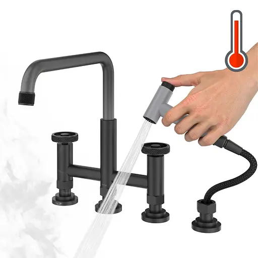 Змішувач для кухні змінюючий колір Kraus Urbix KPF-3125MBGRCC Чорний матовий - фото 6