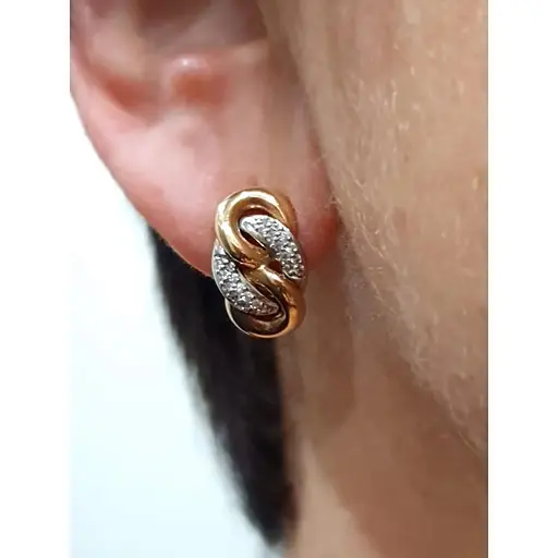 Золотые серьги Харьковская ювелирная фабрика с фианитами. 6458 - фото 2