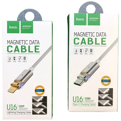 Кабель Hoco U16 Magnetic adsorption Lightning charging cable 2.4A
