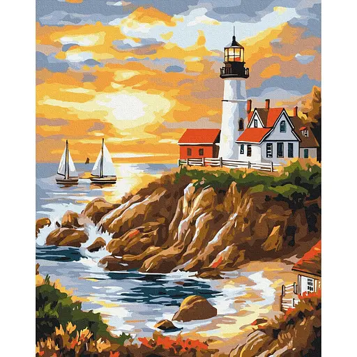 Картина за номерами на підрамнику Brushme Спокій біля маяка
