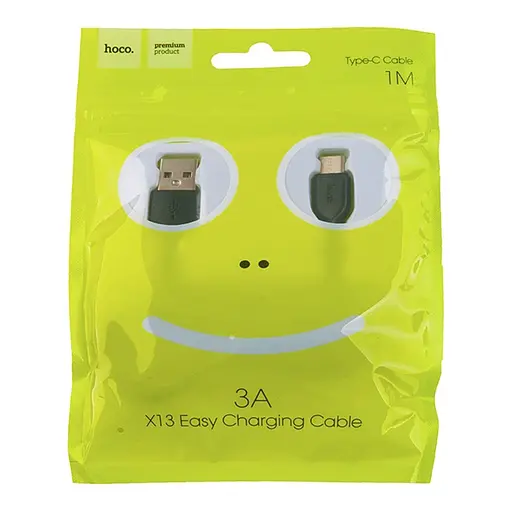 Кабель HOCO X13 USB to Type-C 3A, 1m, PVC, PVC connectors, Black - фото 2