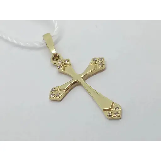 Золотой крестик Семейные драгоценности с фианитами. 140794 - фото 2