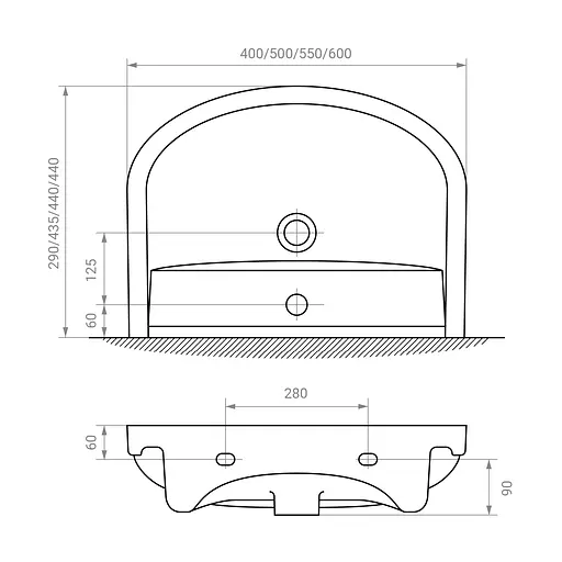 Тумба для підлоги RJ Fort-B з умивальником Arteco K667-024 55 см Білий RJFU010-0155WHSET(RJFU010-0155WH+K667-024) Білий - фото 3