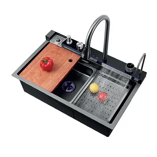 Кухонна мийка Zerix ZH7546-SET-02 Decor Nano-Black із вбудованим змішувачем ZM5576, Графит - фото 1