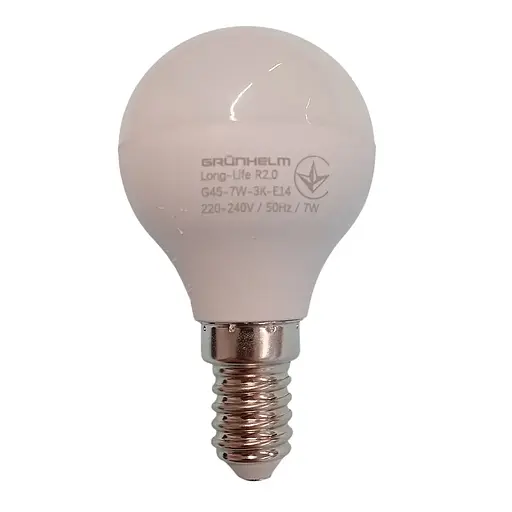 Лампа LED Grunhelm G45-7W-3K-E14 Long-Life R2.0 (149235)