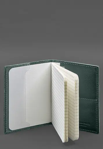Кожаная обложка для военного билета с карманами 7.2 зеленый краст - фото 7