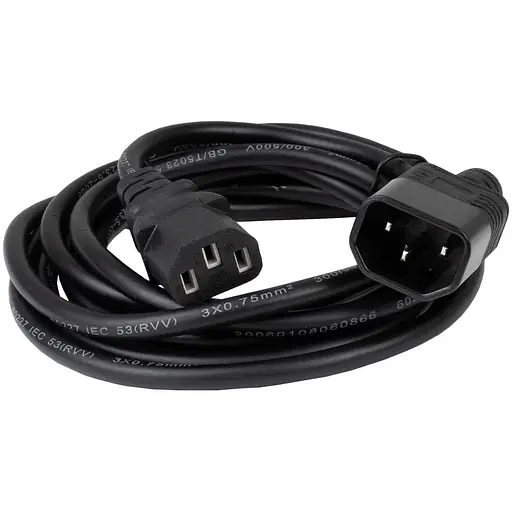 Кабель питания от сети PC-189, черный, 3 м, Patron, IEC C14 - IEC C13, 3x1 мм² (PN-POW-EX-30) - фото 1