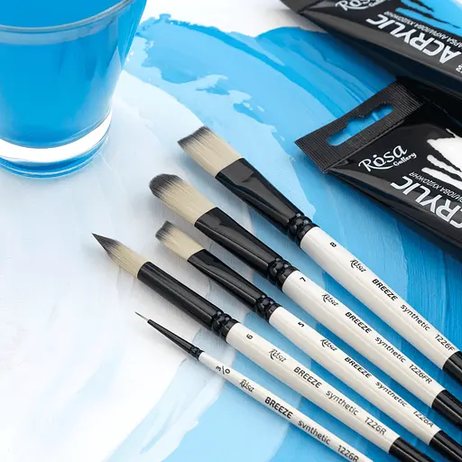 Пензель синтетика кутова BREEZE 1226А №0 коротка ручка Rosa - фото 6