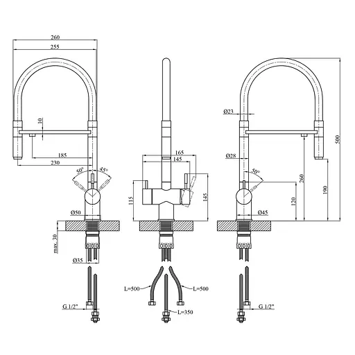 Змішувач для кухні Kroner KRM Edelstahl Klassisch - ESG03815GRA (CV027934) - фото 7