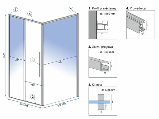 Душова кабіна Rea Solar 90x90 gold REA-K4900, Золотий, Універсальна, прозорий - фото 8