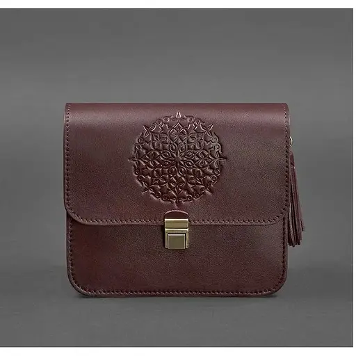 Шкіряна жіноча бохо-сумка Лілу бордова Krast - фото 1