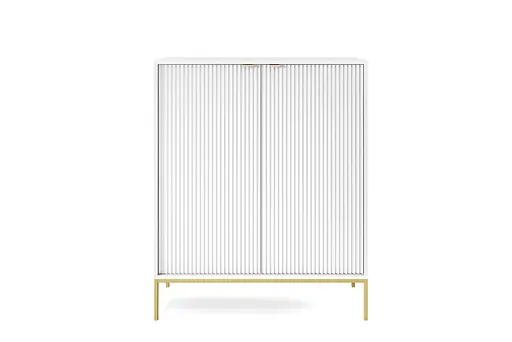 Комод высокий Perfect Home Новая/Nova 2-дверный с золотыми ножками K104 Белый (PFH-091233) - фото 4