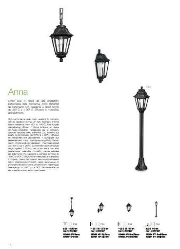 Вуличний світильник Ideal Lux ANNA AP1 SMALL NERO (101552) - фото 4