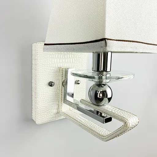 Бра з класичним тканинним абажуром та екошкірою Line F S 1449/1 WH - фото 4