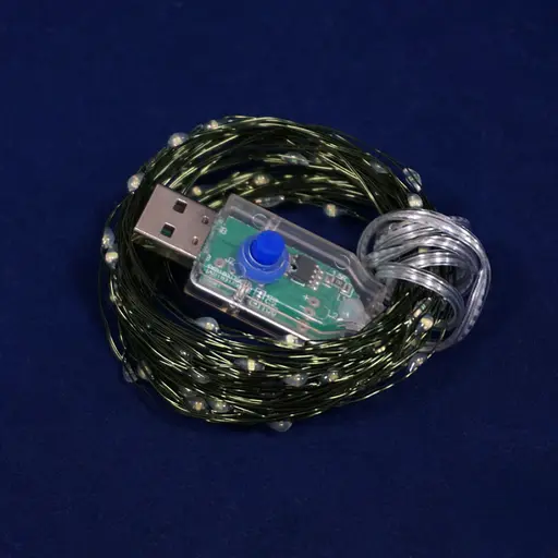 Гірлянда Роса 100м USB 1000 LED на зеленій проволоці Білий - фото 2