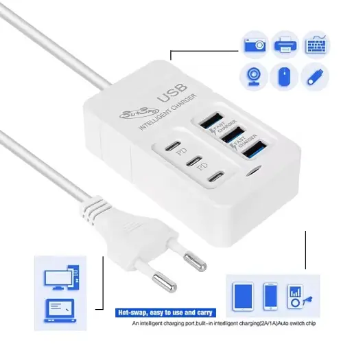 Адаптер блок питания USB на 6 портов зарядное устройство 3а 5 вольт 35W  - фото 2