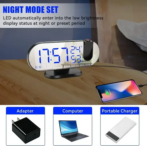Цифровий проєкційний будильник JTX-018 - фото 3