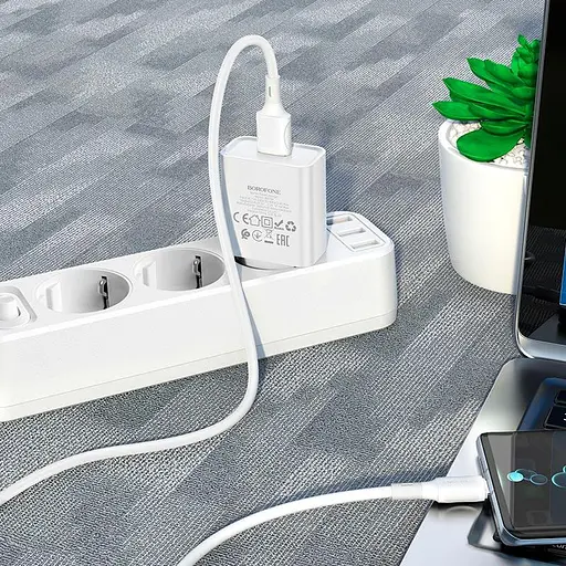 Блок живлення та кабель Borofone BA74A Aspirer single port charger set Type-C білі - фото 8