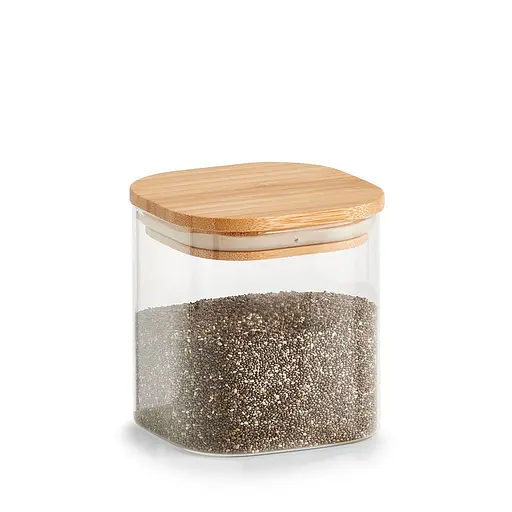 Банка для зберігання Lumines квадратна скляна з бамбуковою кришкою 800 мл 10х10 см (BS1010) - фото 2