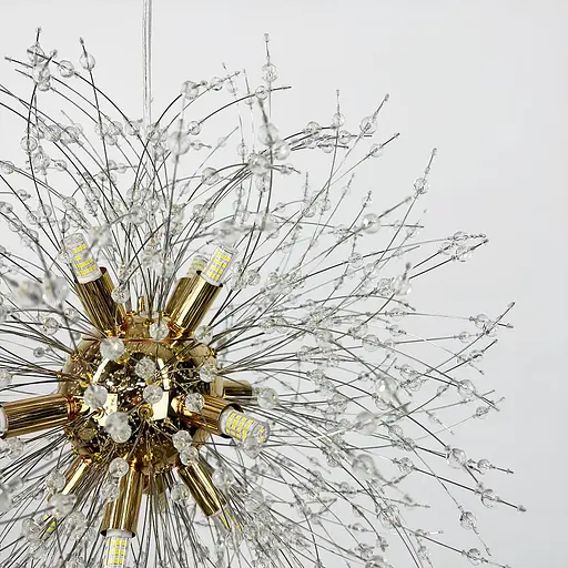 Пушистый подвесной светильник-шарик в виде одуванчика в золотом корпусе Ø 55 см | Line F | Арт. AS155/550 P GD - фото 2