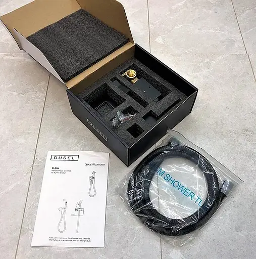 Набор для гигиенического душа со смесителем Dusel Gani Black 233989001, Черный матовый - фото 8