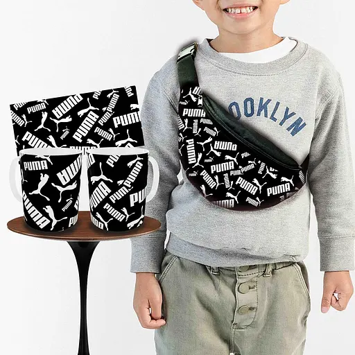 Набір: дитяча сумка-бананка+кружка Пума 32х15см, бананка для хлопчика через плече на подарунок (00946)