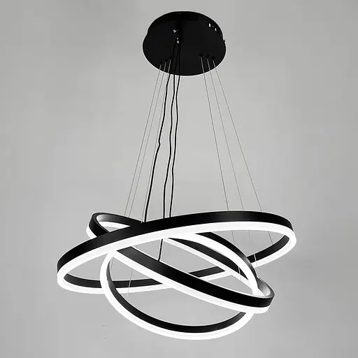 LED люстра на три кільця у чорному каркасі 60+50+40 см | Line F | Арт. G68-600+500+400 BK - фото 4