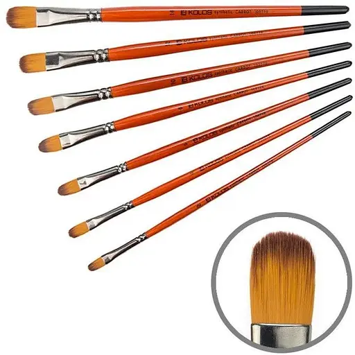 Кисть синтетика овальная Carrot 1097FR №6 короткая ручка Kolos