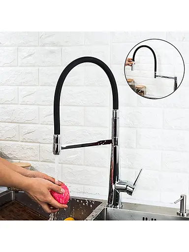 G4398-15 Змішувач для кухні однорич. силикон. гусак лат.корп. шпилька Ø35 чорний/хром Gappo 1/8 Чорний матовий - фото 3