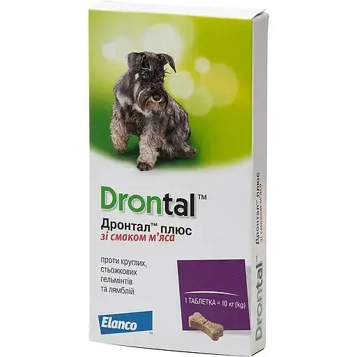Таблетки от глистов для собак Elanco (Bayer) Drontal Plus со вкусом мяса 6 шт.