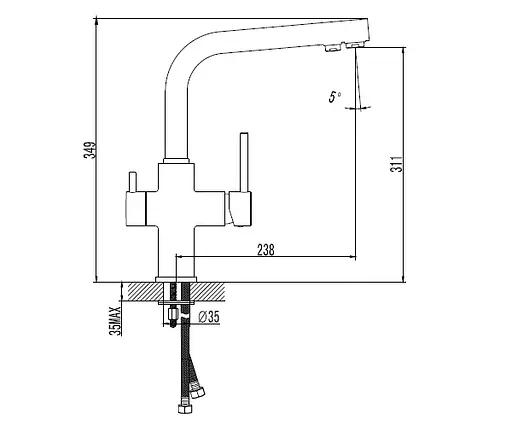Смеситель для кухни с подключением питьевой воды Imprese Daicy 55009B-F Черный - фото 4