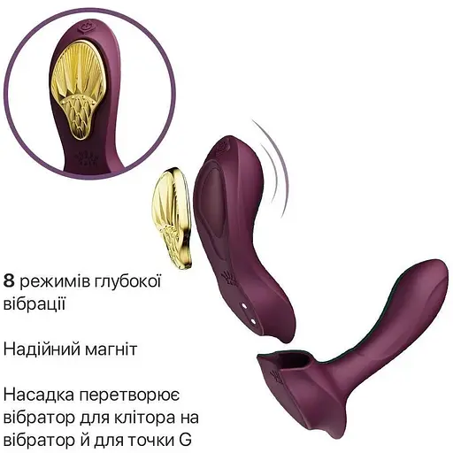 Смарт-вибратор в трусики Zalo AYA Velvet Purple насадка и пульт ДУ - фото 4