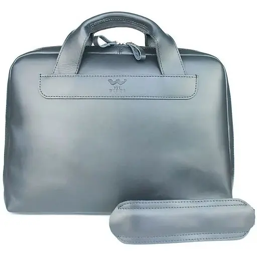 Шкіряна ділова сумка Attache Briefcase синій - фото 1