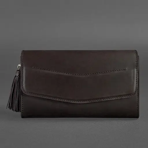 Жіноча шкіряна сумка Еліс темно-коричнева Краст - фото 7