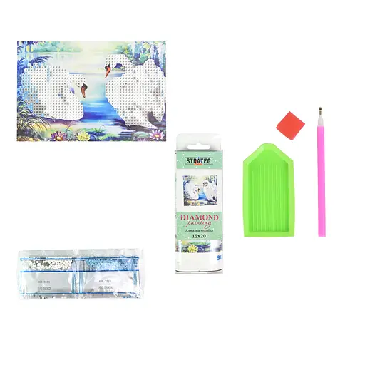 Алмазная мозаика Strateg ПРЕМИУМ Лебеди на воде без подрамника размером 10х15 см (YAB26235) - фото 2