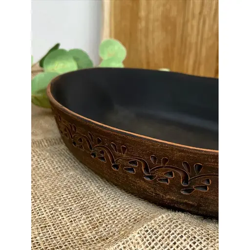 Блюдо під холодець керамічне (глиняне) різьблене Декор - фото 4