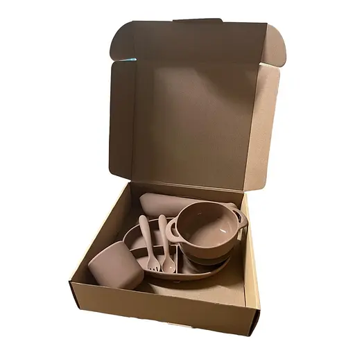 Набор силиконовой посуды для прикорма детей, 6 предметов, brown - фото 2