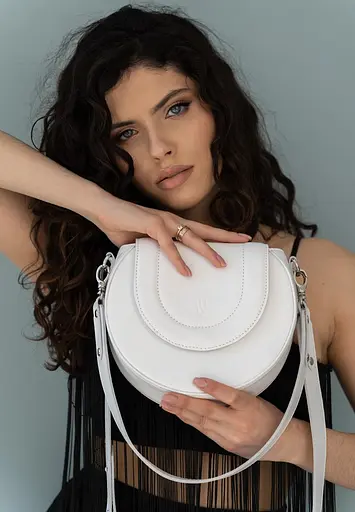 Женская кожаная сумка Mandy белая - фото 4