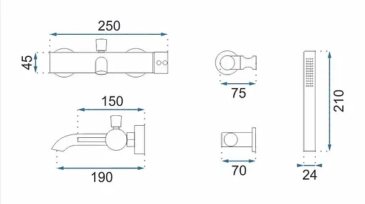 Смеситель для ванны Rea Lungo black glossy настенный с изливом REA-B4422 Черный матовый - фото 5